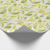 Pastel Waterverf Floral Mint Green Leaves Cadeaupapier (Hoek)