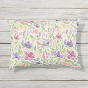 Pastel Waterverf Floral Patio Decor Buitenkussen