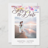 Pastel Waterverf Floral Photo Wedding Save The Date (Voorkant)