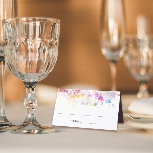 Pastel Waterverf Floral Place Card Plaatskaartje