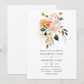 Pastel Waterverf Floral Spring Wedding Kaart (Voorkant / Achterkant)
