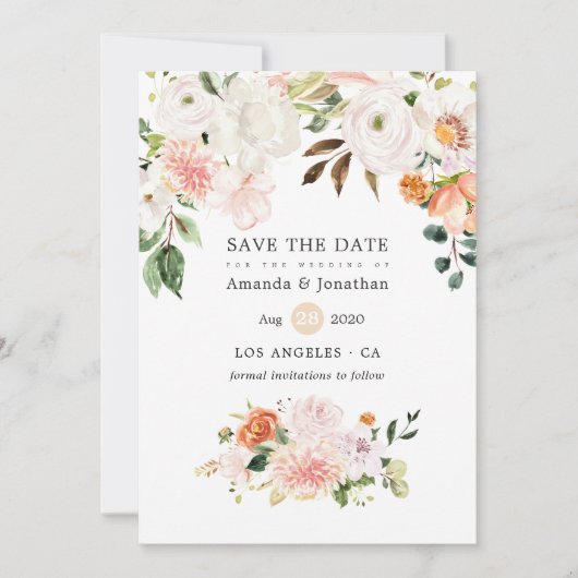 Pastel Waterverf Floral Spring Wedding Save The Date (Voorkant)