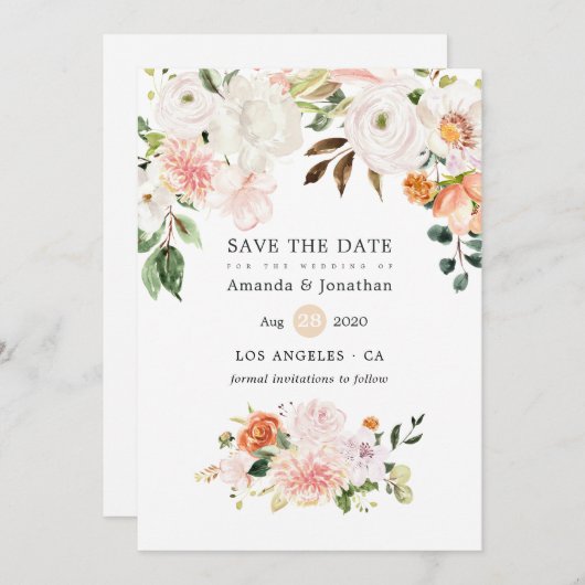 Pastel Waterverf Floral Spring Wedding Save The Date (Voorkant / Achterkant)