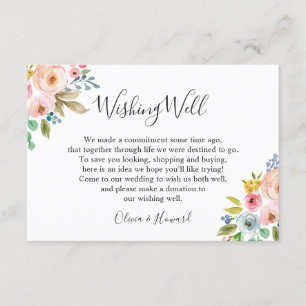 Pastel Waterverf Floral Weddenschap goed Kaart