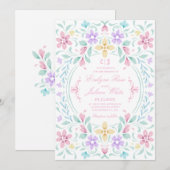 Pastel Waterverf Floral Weddenschap Kaart (Voorkant / Achterkant)