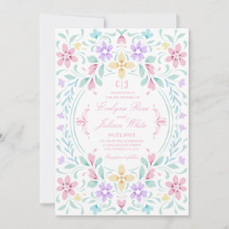 Pastel Waterverf Floral Weddenschap Kaart