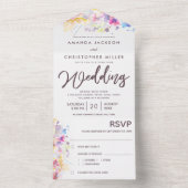 Pastel Waterverf Floral Wedding All In One Uitnodiging (Binnen)