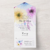 Pastel Waterverf Floral Wedding All In One Uitnodiging (Binnen)