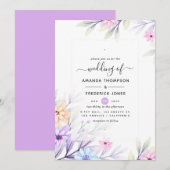 Pastel Waterverf Floral Wedding Kaart (Voorkant / Achterkant)