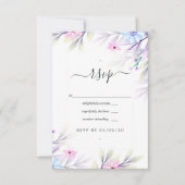 Pastel Waterverf Floral Wedding RSVP Kaartje (Voorkant)
