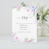 Pastel Waterverf Floral Wedding RSVP Kaartje (Staand voorkant)