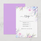 Pastel Waterverf Floral Wedding RSVP Kaartje (Voorkant / Achterkant)