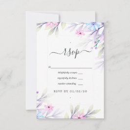 Pastel Waterverf Floral Wedding RSVP Kaartje