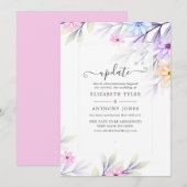 Pastel Waterverf Floral Wedding Update Kaart (Voorkant / Achterkant)