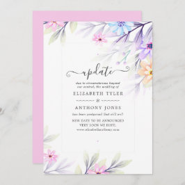 Pastel Waterverf Floral Wedding Update Kaart
