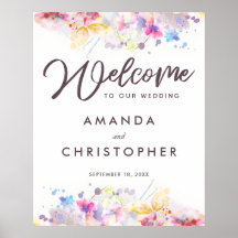 Pastel Waterverf Floral Welkom bruiloft