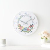  Pastel Waterverf Floral Wreator Grote Klok (Huis)