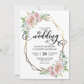 Pastel waterverf florale geometrische lijst bruilo kaart (Voorkant)