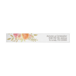 Pastel Waterverf Florals Adreslabel Wikkel