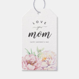 Pastel Waterverf Florals houdt van je mama minimal Cadeaulabel