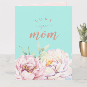 Pastel Waterverf Florals houdt van je mama minimal Kaart