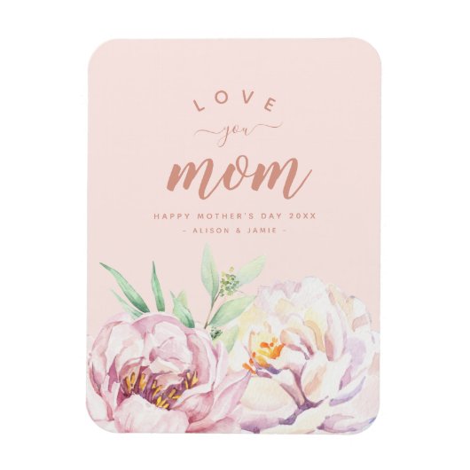 Pastel Waterverf Florals houdt van je mama minimal Magneet (Verticaal)