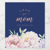 Pastel Waterverf Florals | Van je moeder houden Wijn Etiket (Enkel label)
