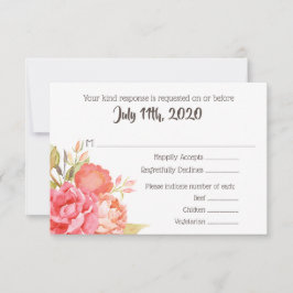 Pastel Waterverf Florals Wedding RSVP-kaart RSVP Kaartje