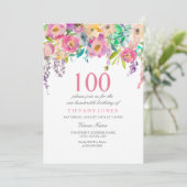 Pastel Waterverf Flowers 100e verjaardag Kaart (Staand voorkant)