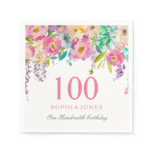 Pastel Waterverf Flowers 100e verjaardag