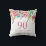 Pastel Waterverf Flowers 90th Birthday Gift Kussen<br><div class="desc">Pastel Waterverf Flowers 90th Birthday Gift Kan gebruikt worden als decoratie of cadeau voor het feest</div>