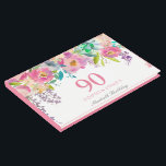 Pastel Waterverf Flowers 90th Birthday Party Gastenboek<br><div class="desc">Plakken voor 90e verjaardag Waterverf van pasta's Gastenboek voor overeenkomende set zie Niche en nestwinkel</div>