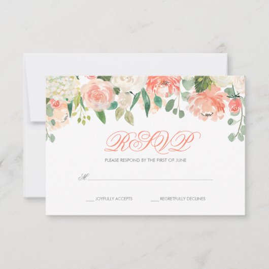 Pastel Waterverf Flowers Bat Mitzvah RSVP (Voorkant)