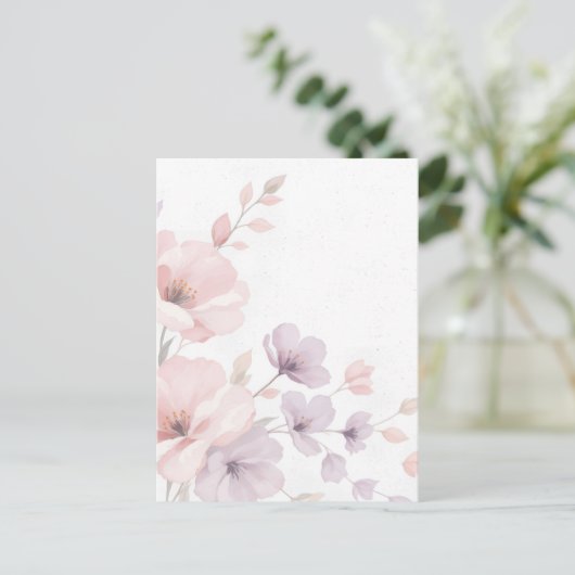 Pastel Waterverf Flowers Briefkaart (Staand voorkant)