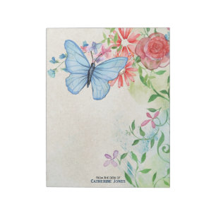 Pastel Waterverf Flowers & Butterfly   Parcenten Notitieblok