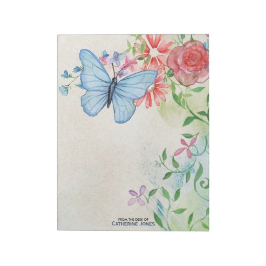 Pastel Waterverf Flowers & Butterfly | Parcenten Notitieblok (Linkerzijde)