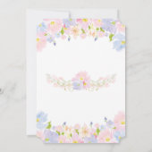 Pastel Waterverf Flowers First Birthday Invite Kaart (Achterkant)