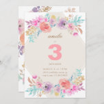 Pastel Waterverf Flowers Kids Birthday Uitnodiging<br><div class="desc">Een ontwerp van de waterverf in pastelfloralen. Ideaal voor tuinfeestjes,  shabby chic decor,  boho bohemen party,  elegant script. Met moderne geometrische vorm. Kinderen Verjaardag Uitnodiging kinderen verjaardag</div>