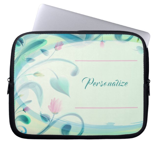Pastel Waterverf Flowers personaliseren laptop Sleeve (Voorkant)