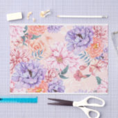 Pastel Waterverf Flowers Pink Lavender Decoupage Tissuepapier (Craft)