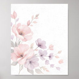 Pastel Waterverf Flowers Poster