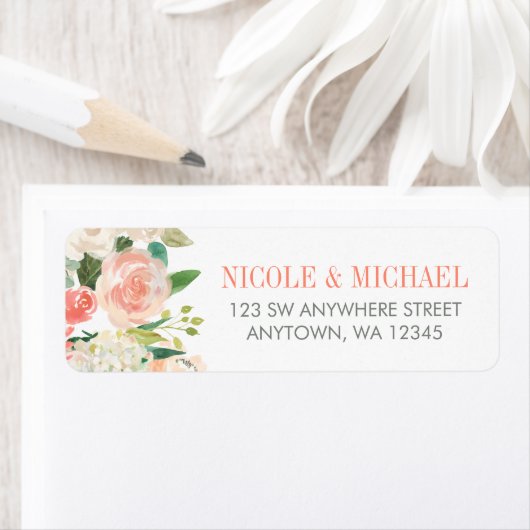 Pastel Waterverf Flowers Return-adres Etiket (Insitu)