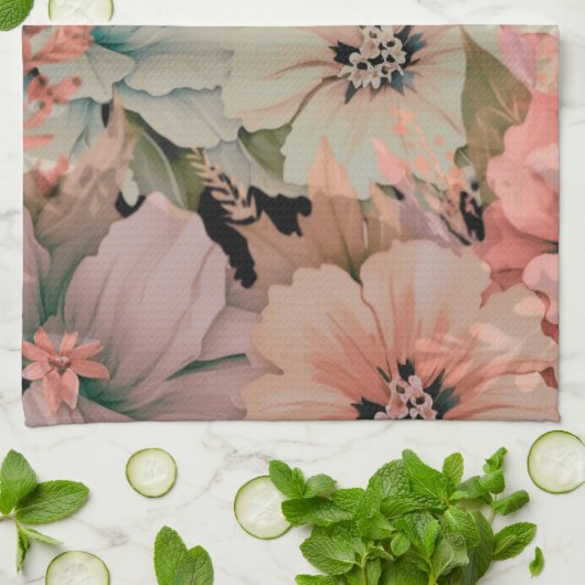 Pastel Waterverf Flowers Theedoek (Gevouwen)