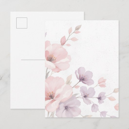 Pastel Waterverf Flowers Uitnodiging Briefkaart (Voorkant / Achterkant)