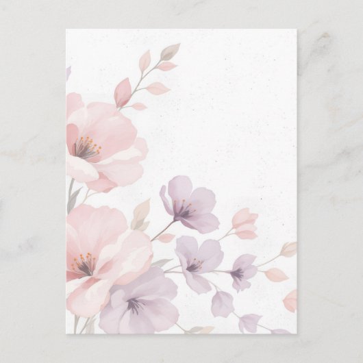 Pastel Waterverf Flowers Uitnodiging Briefkaart (Voorkant)