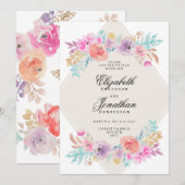 Pastel Waterverf Flowers Weddenschap Kaart (Voorkant / Achterkant)