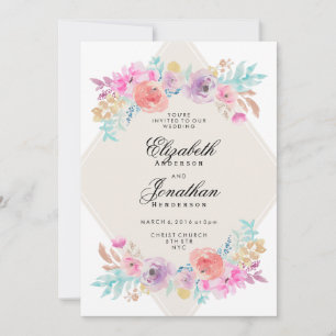 Pastel Waterverf Flowers Weddenschap Kaart