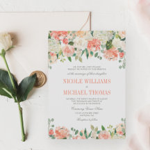 Pastel Waterverf Flowers Wedding Invitations