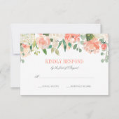 Pastel Waterverf Flowers Wedding RSVP Kaartje (Voorkant)