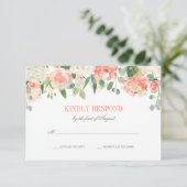 Pastel Waterverf Flowers Wedding RSVP Kaartje (Staand voorkant)